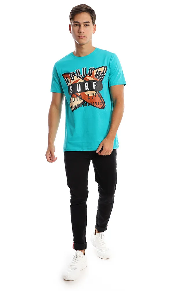 95180 Slip On Printed Dark Aquamarine Casual Tee