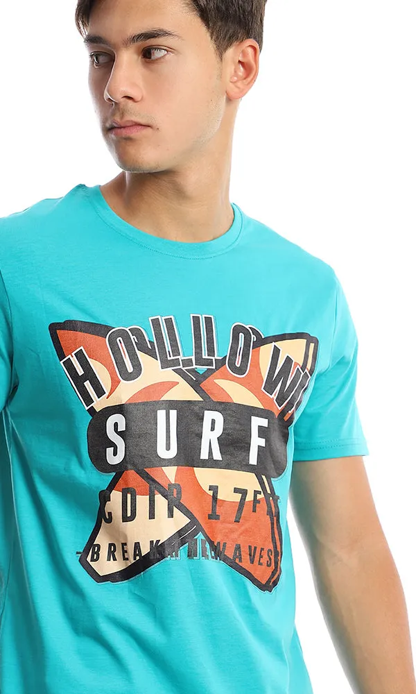 95180 Slip On Printed Dark Aquamarine Casual Tee