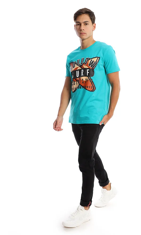 95180 Slip On Printed Dark Aquamarine Casual Tee