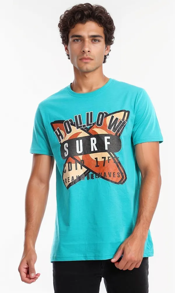 95180 Slip On Printed Dark Aquamarine Casual Tee