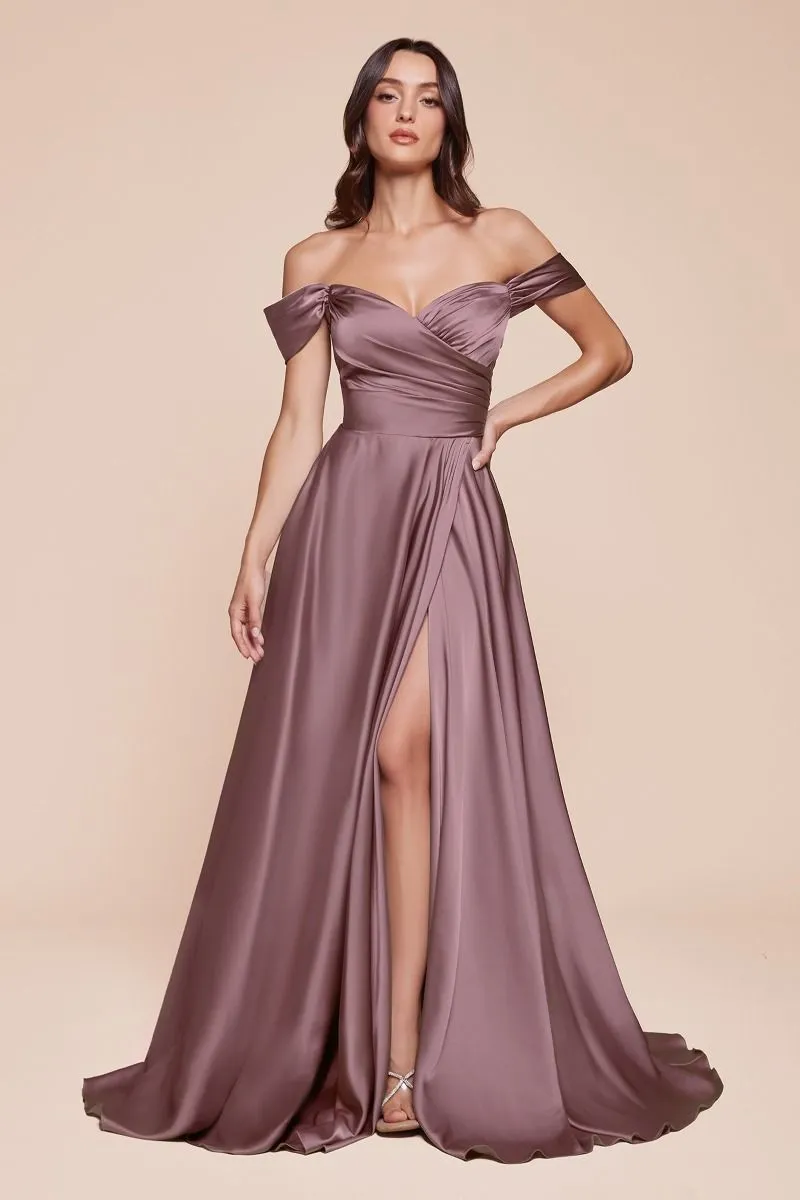 A-line Satin Wrapped Strapless Bodice Long Prom & Bridesmaid Dress CD7493