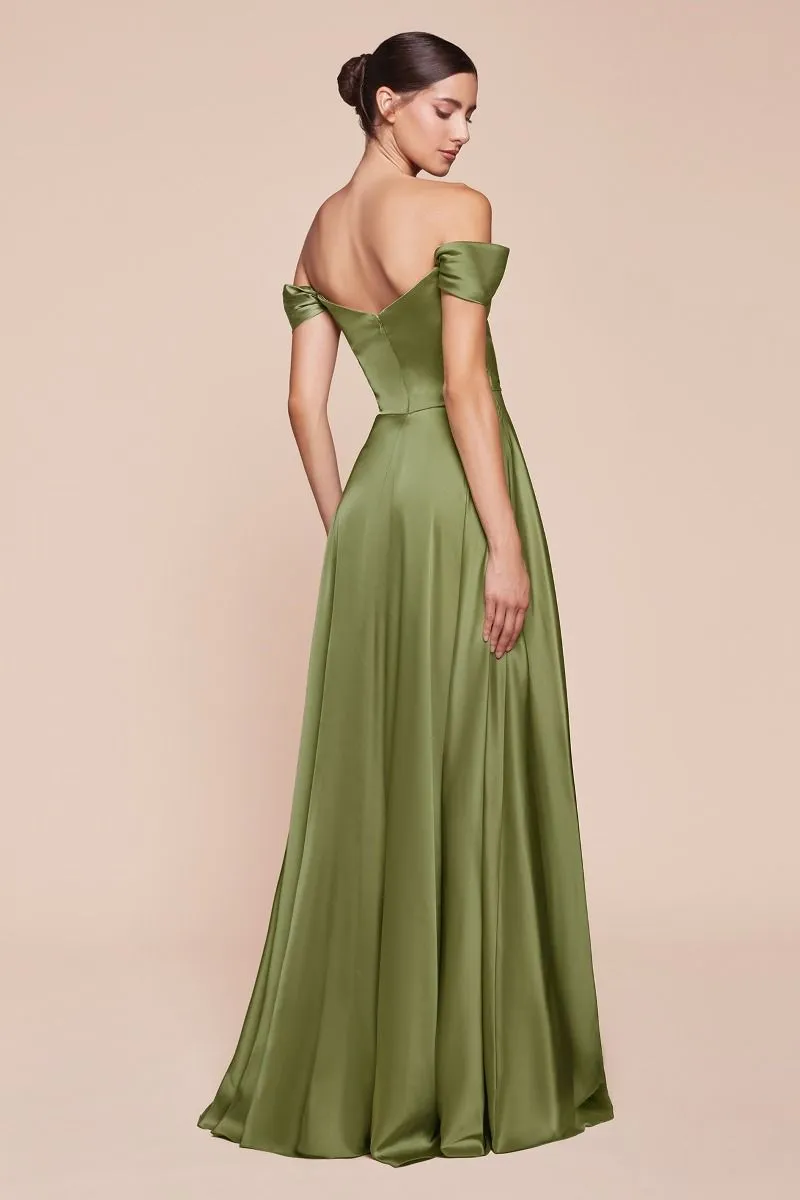 A-line Satin Wrapped Strapless Bodice Long Prom & Bridesmaid Dress CD7493
