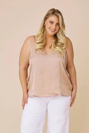 Ana Camisole Top Espresso with V Neck