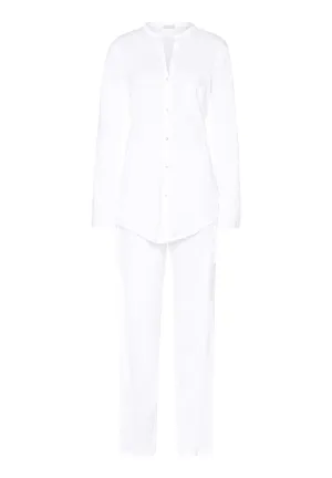 Cotton Deluxe Button Front Cotton Pajama Set  | White 77956-101