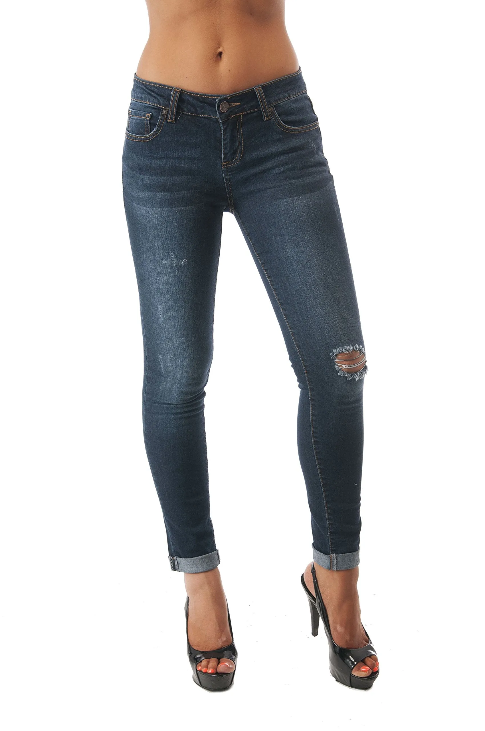 Hollywood Star Fashion Ripped Skinny Rolled Up Ankle Jean