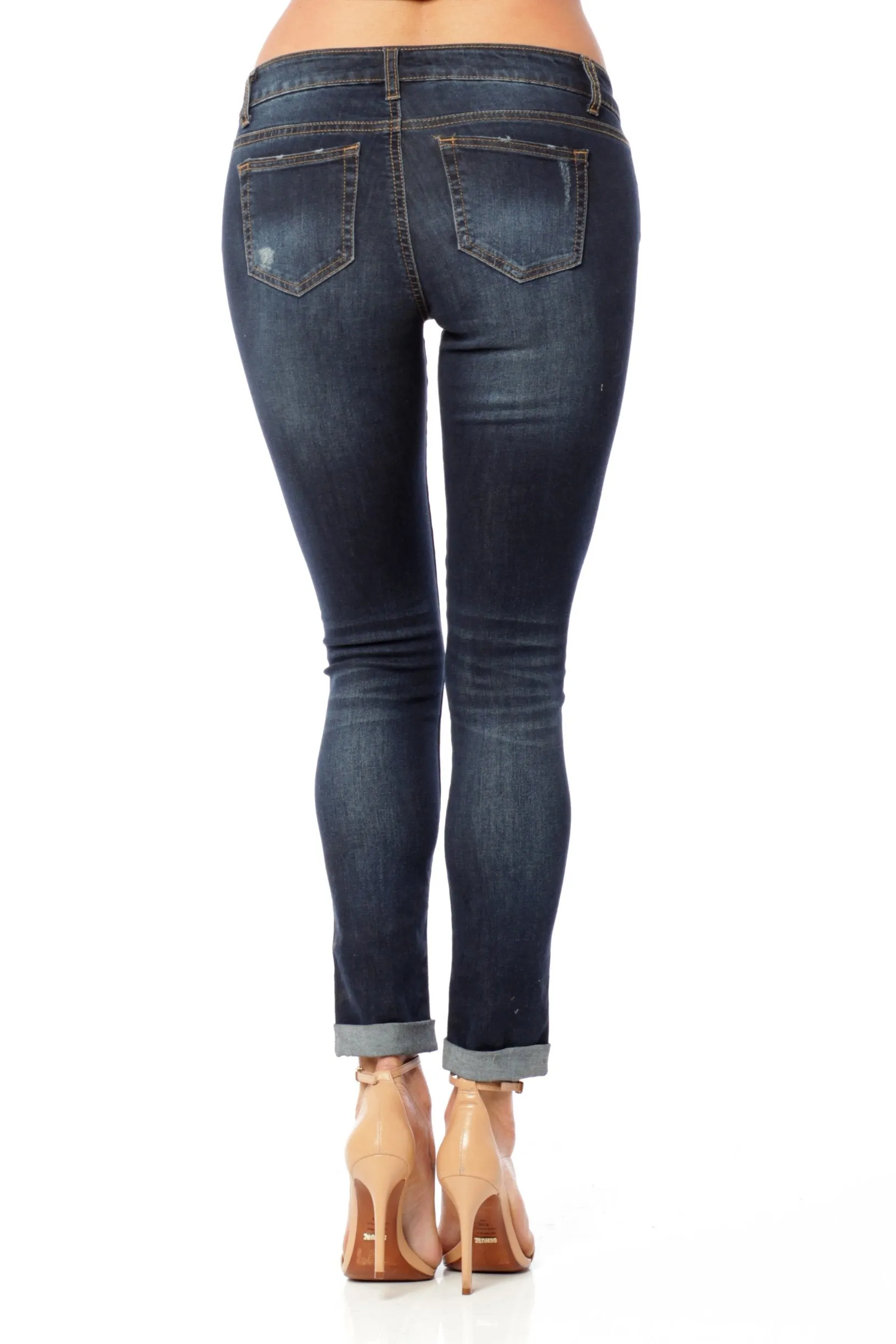 Hollywood Star Fashion Ripped Skinny Rolled Up Ankle Jean