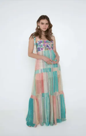 La Fuori Flora Striped Flayered Dress