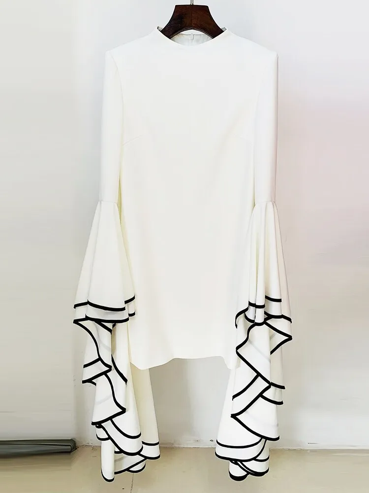 Large Ruffles Flare Sleeve Dress