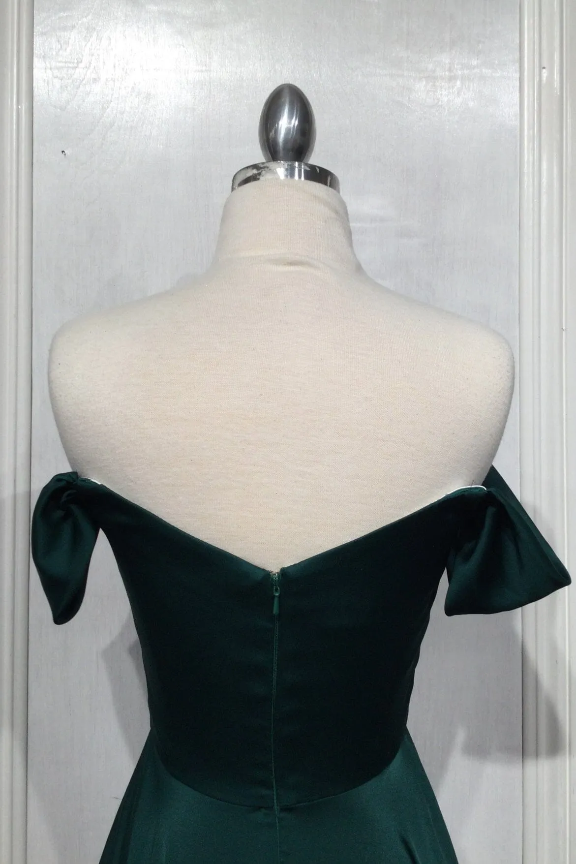 Long Off Shoulder A-line Satin Dress by Ladivine 7493