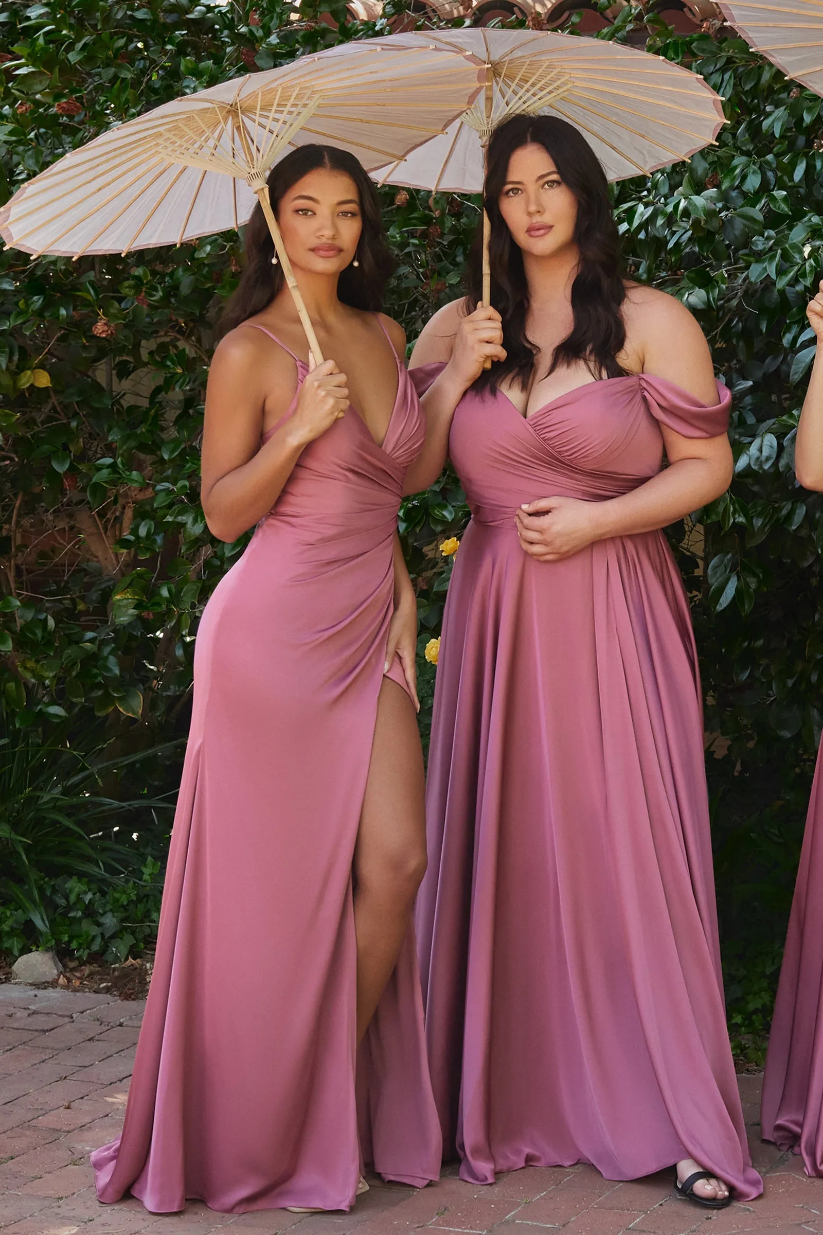Long Off Shoulder A-line Satin Dress by Ladivine 7493