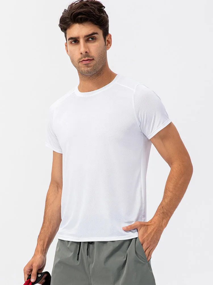 Men's Comfortable Round Collar Breathable Fitness Short Sleeve