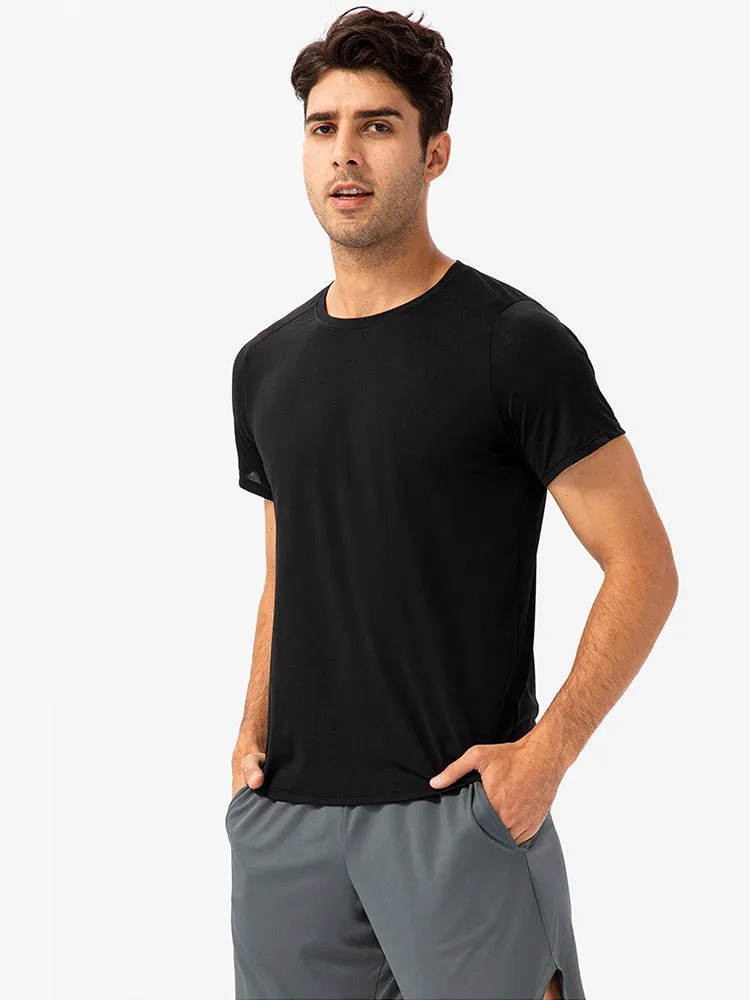 Men's Comfortable Round Collar Breathable Fitness Short Sleeve
