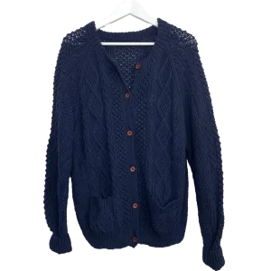 Navy Blue Chunky Knit Cardigan Sweater