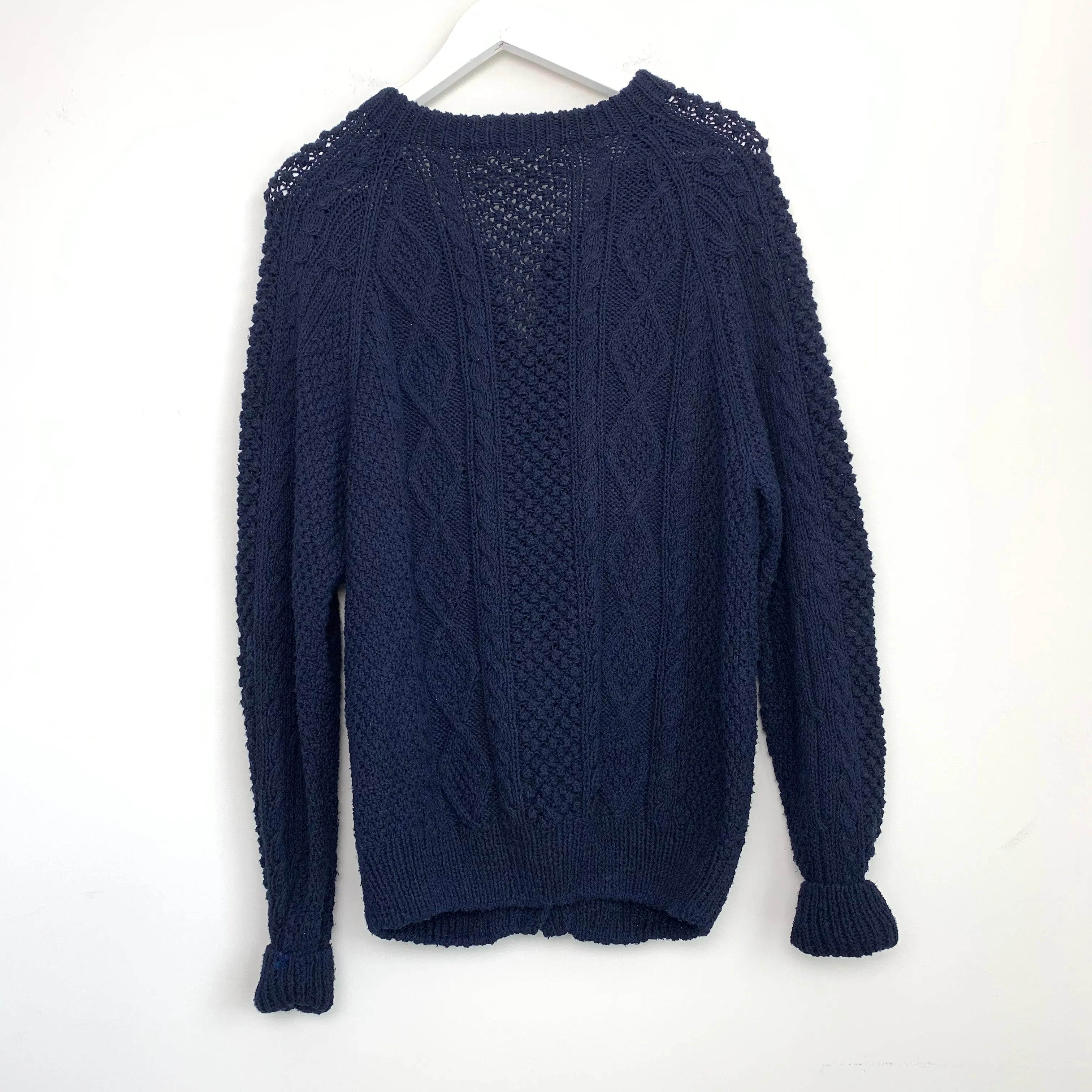 Navy Blue Chunky Knit Cardigan Sweater