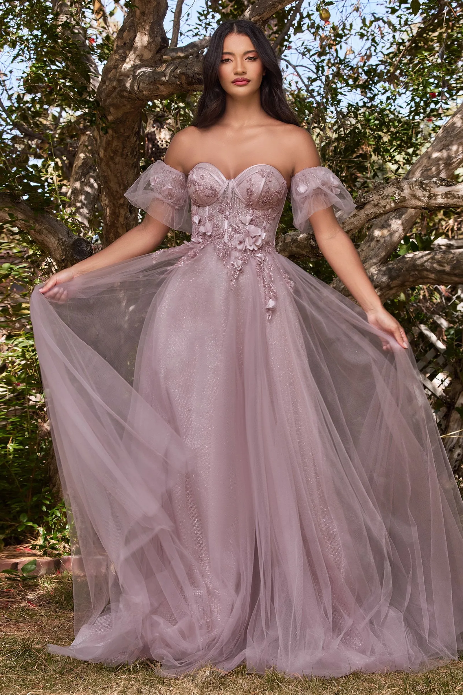 STRAPLESS FLORAL BALL GOWN CDCB080