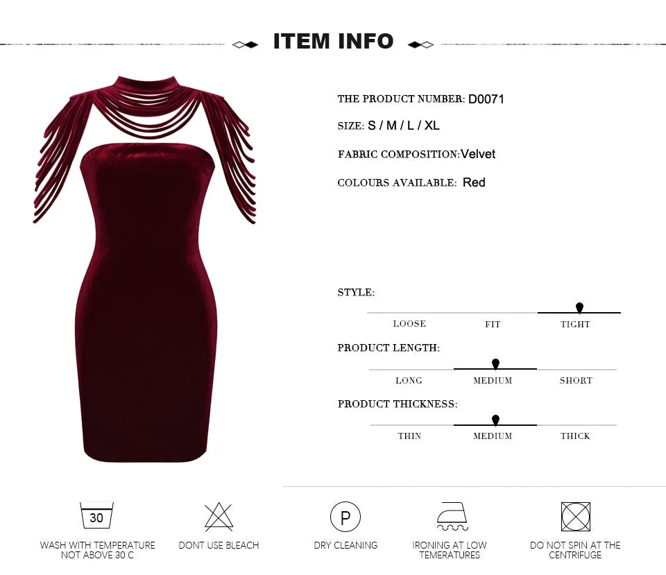 VenusFox Fashion Vintage Sleeveless velvet Bodycon Dress