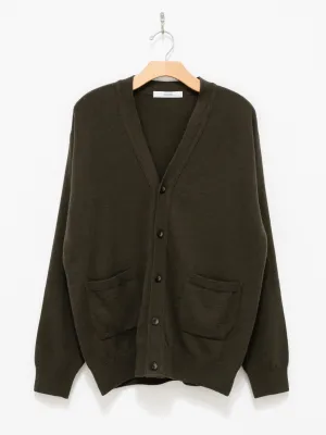 Wool Cashmere Knit Cardigan - Olive Green