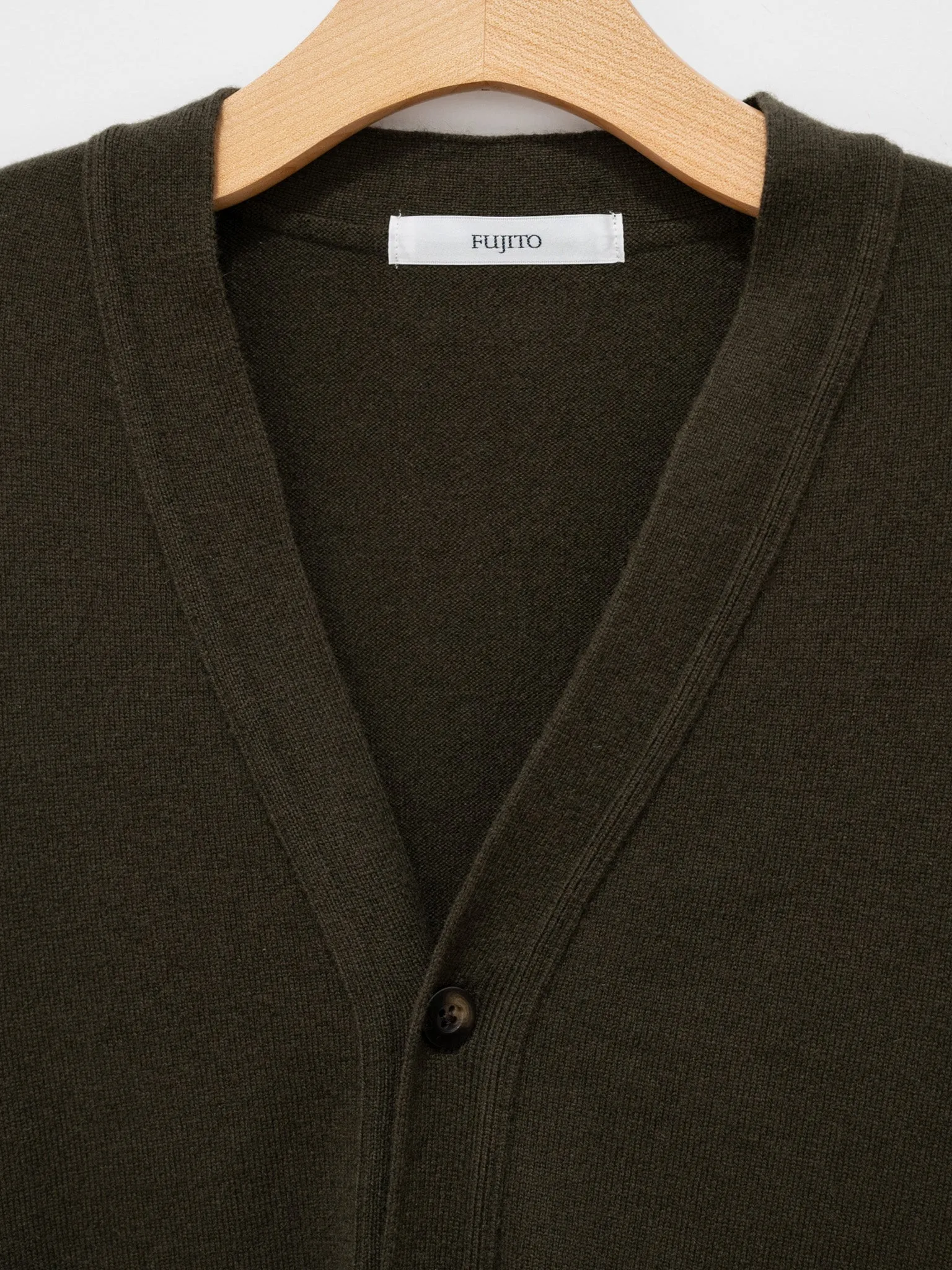 Wool Cashmere Knit Cardigan - Olive Green