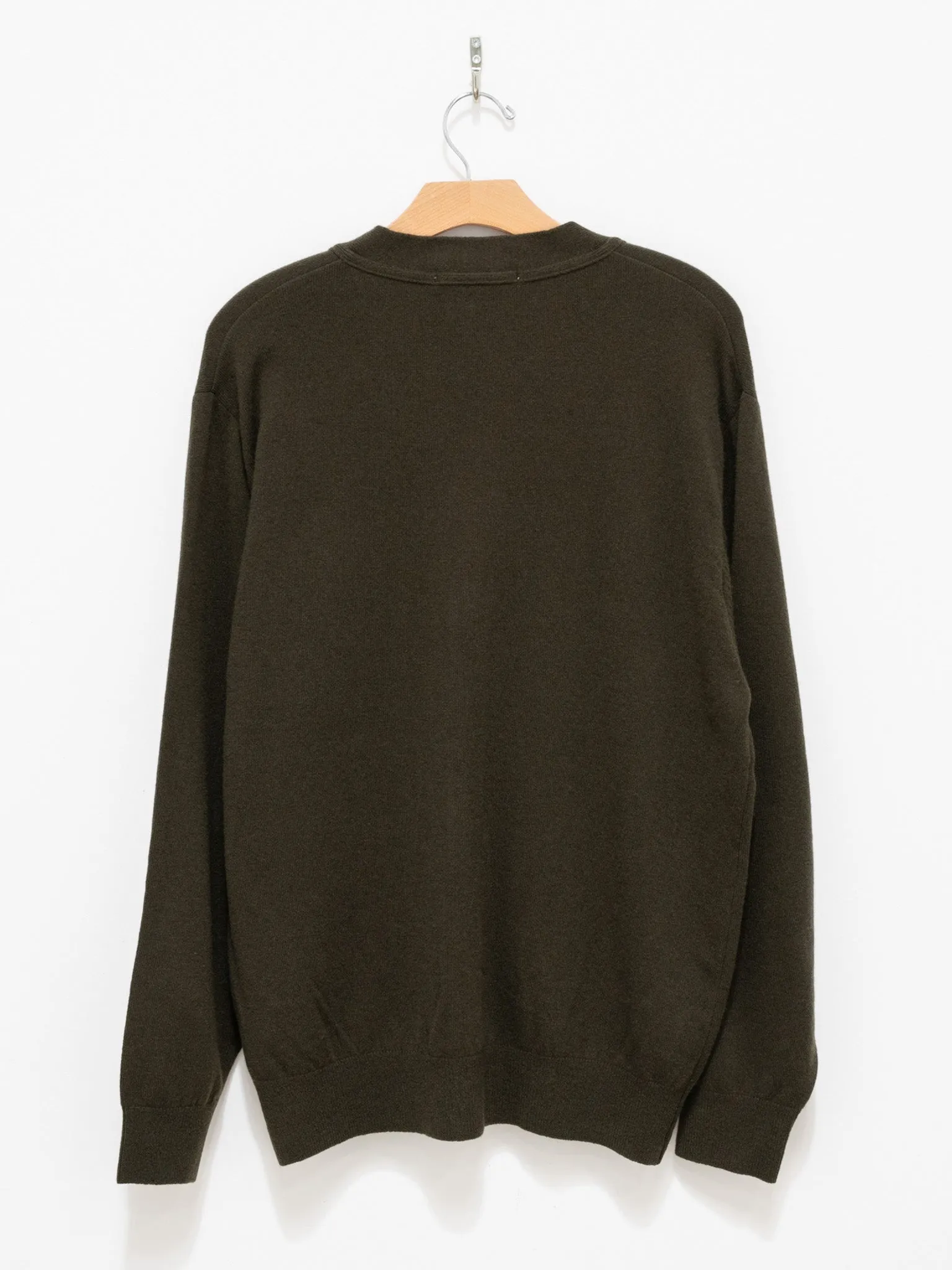 Wool Cashmere Knit Cardigan - Olive Green